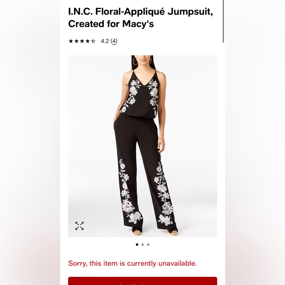 I.N.C. Floral-Appliqué Jumpsuit